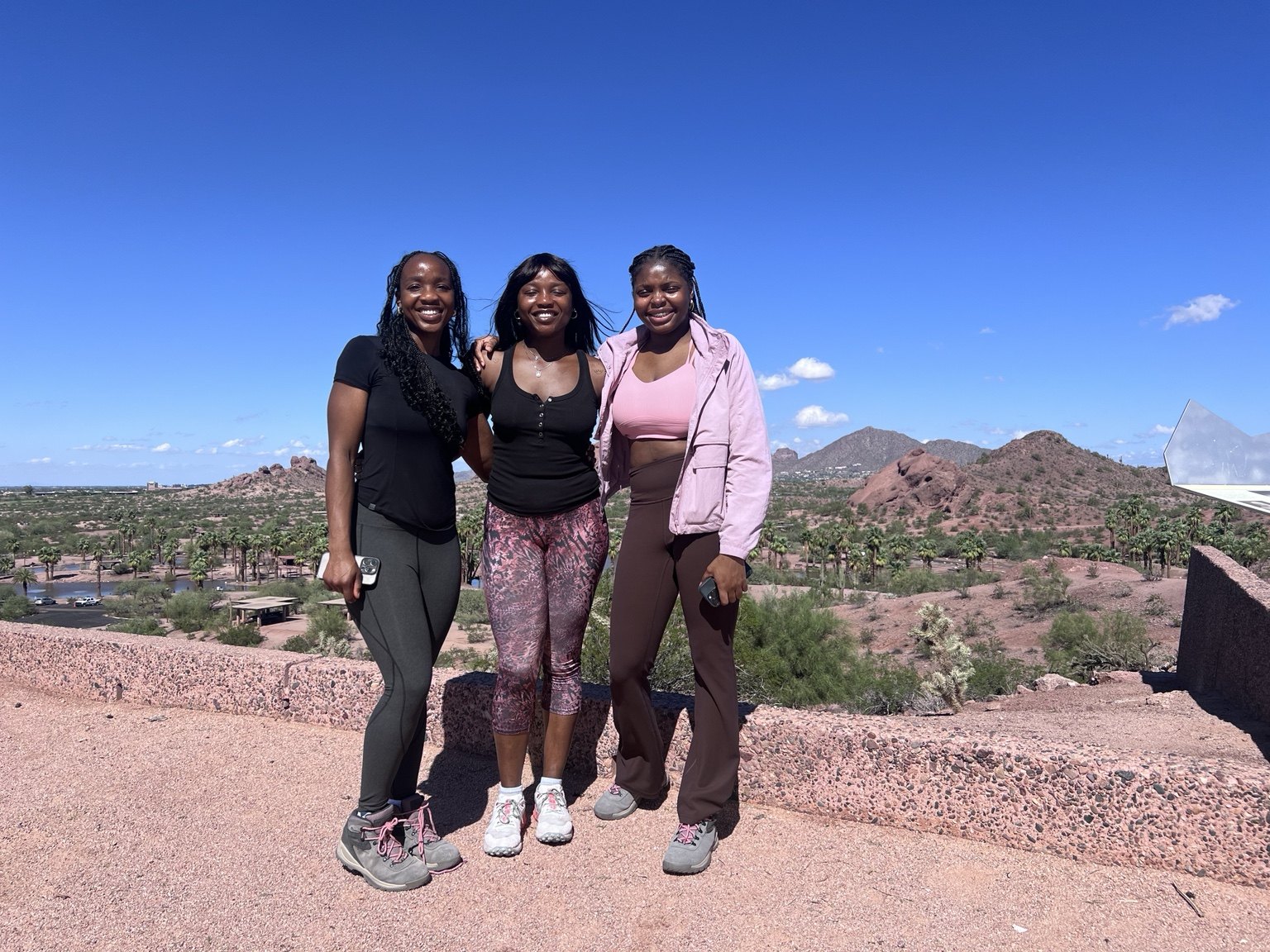Three friends on a scenic trip