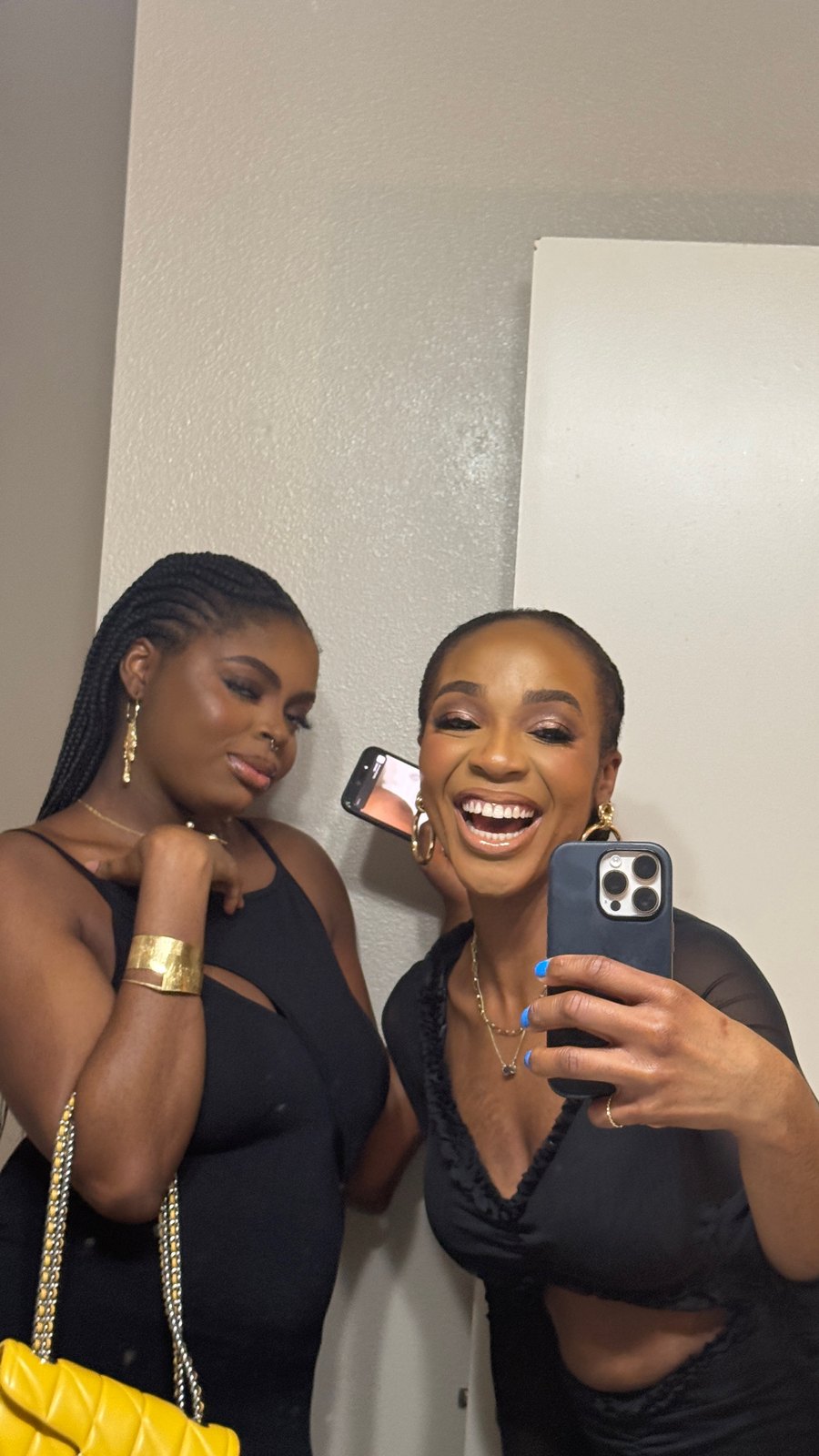 Two friends dressed up together